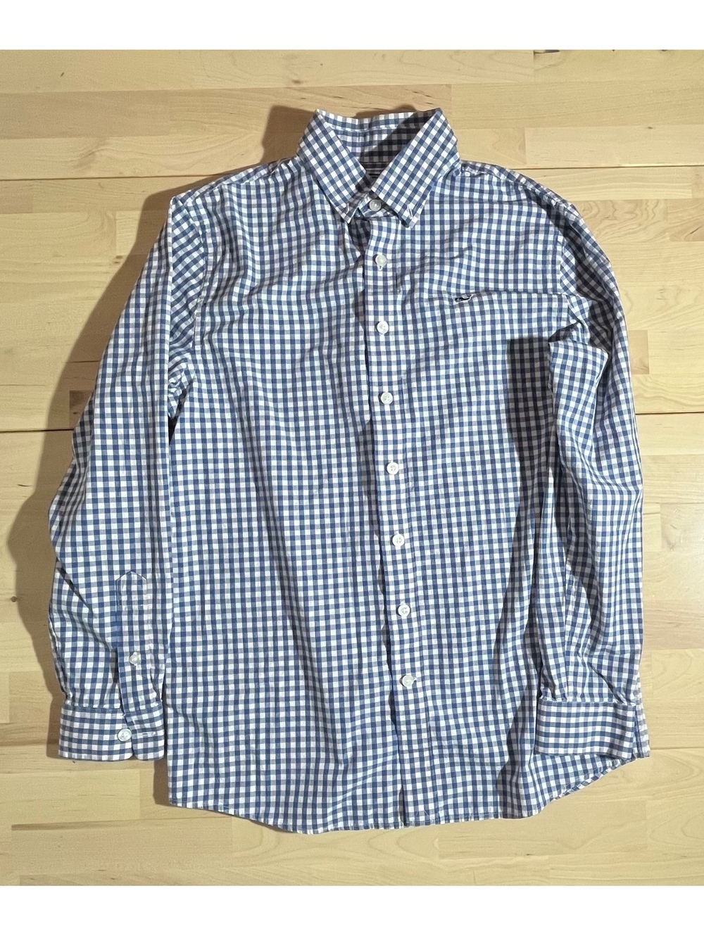 Vineyard Vines "Whale Shirt" Blue Gingham Long Sleeve Button-Down - Size Large